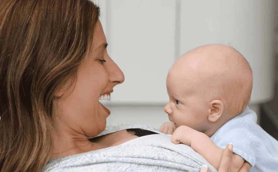 Stacey Solomon shoots first family Christmas card with baby Rex