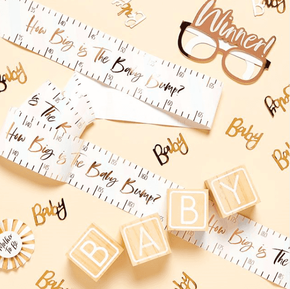 Measuring tape games from Party City just perfect for your baby shower