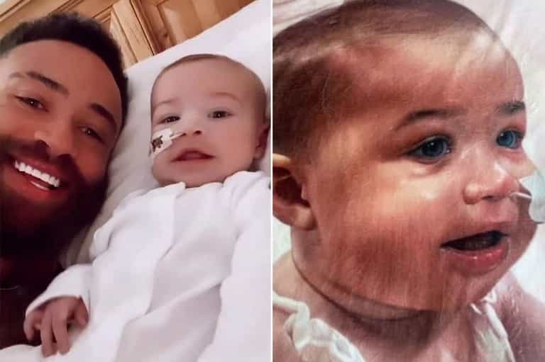 Ashley Cain has a blanket with Azaylia on it, so he can see her every night.