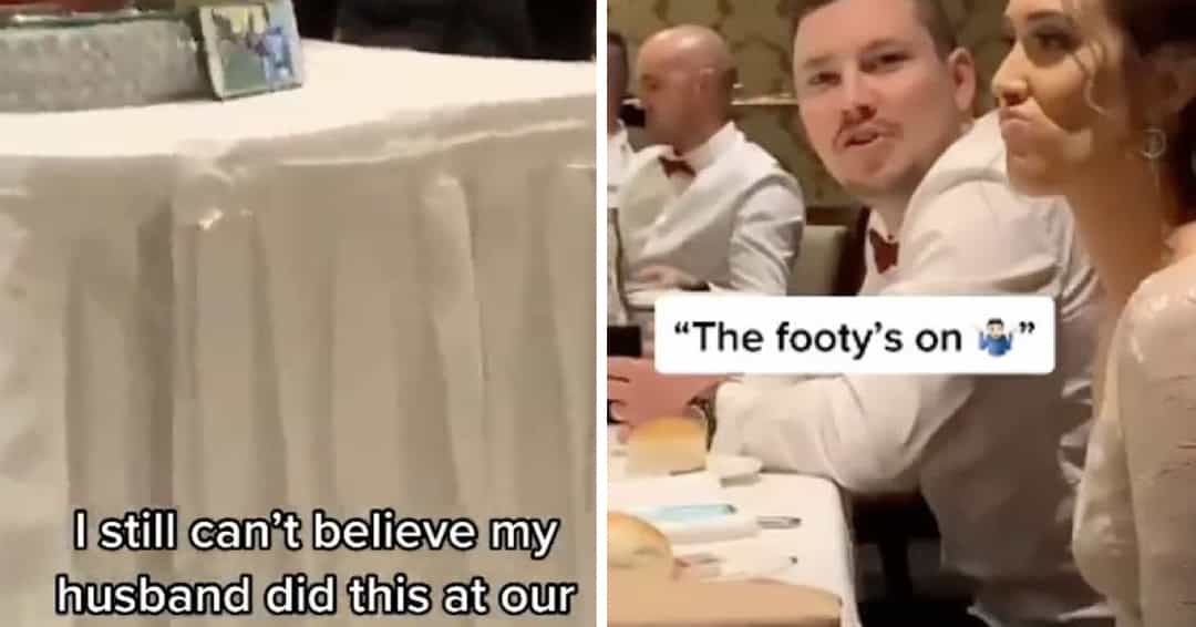 Bride left furious after catching groom watching football at their wedding