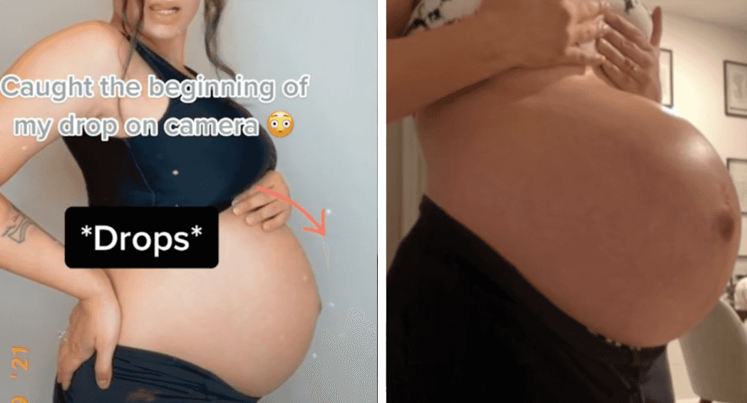 Mum-to-be catches moment her bump starts to ‘drop’ and you need to see it