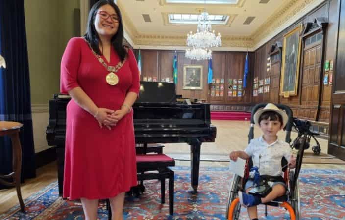 Hazel Chu awards Adam King with the Lord Mayor Youth Award Hazel Chu awards Adam King with the Lord Mayor Youth Award