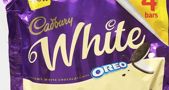 We’re drooling looking at these new white chocolate Oreo bars from Cadbury