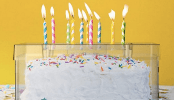 A cake shield will allow children to safely blow out candles on their birthday cake