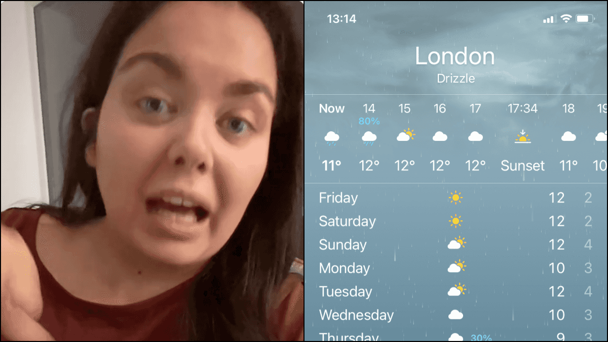 Scarlett Moffatt discovers ‘30% rain’ on weather app doesn’t mean chance of rain