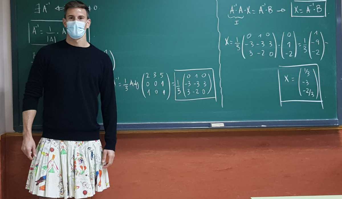 Male teachers wear skirts to school in support of student sent to psychologist for his outfit