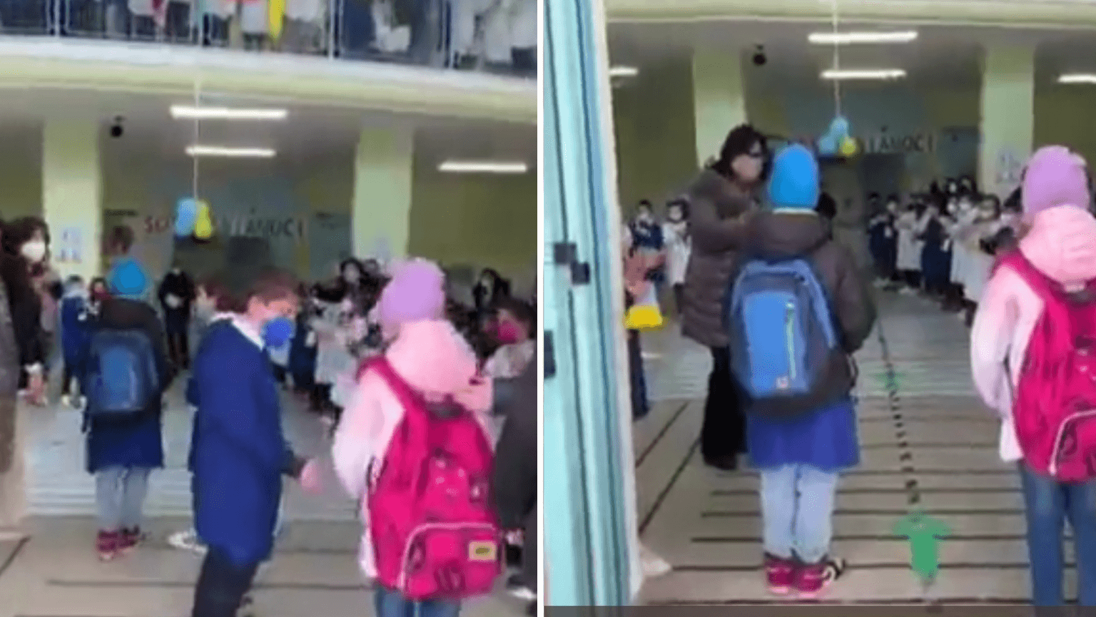 Italian children welcome and applaud Ukrainian pupils on their first day of school