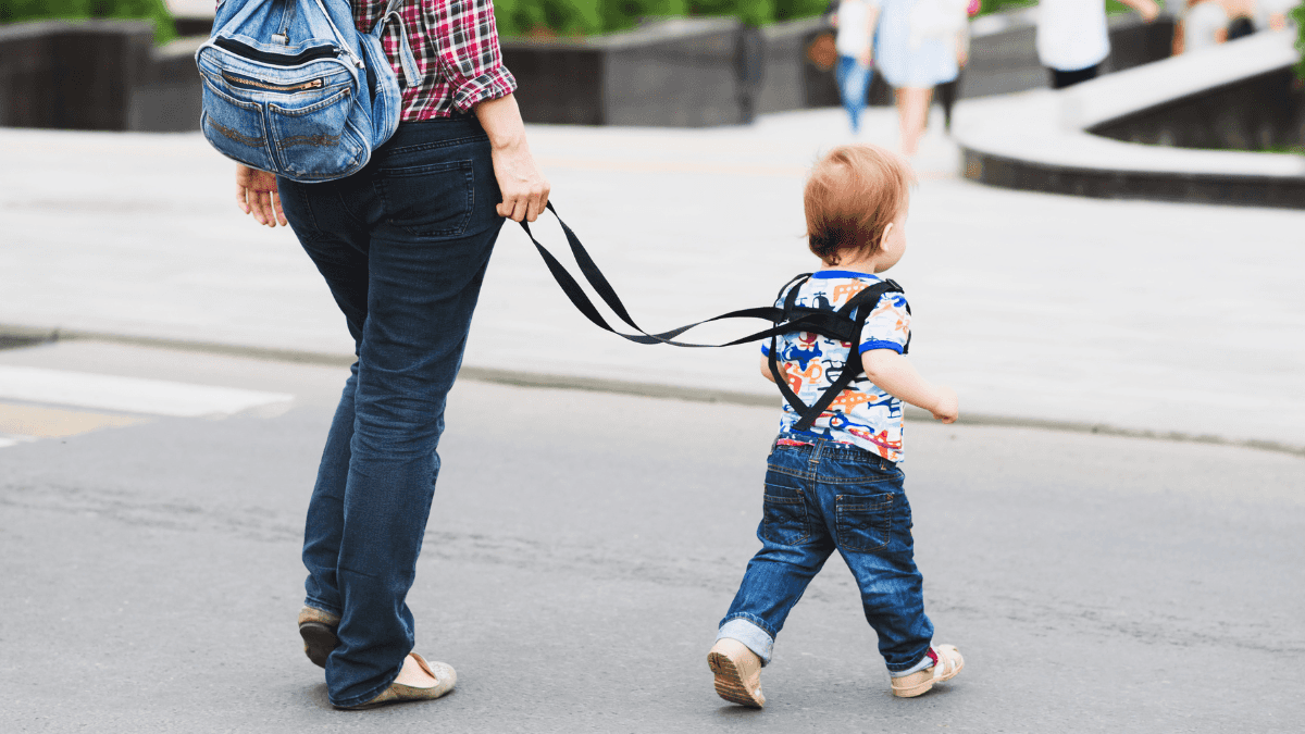 Mum hits back after being slammed for putting her toddler ‘on a leash’