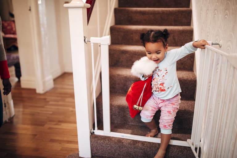 Mum fumes at husband after letting their toddler fall down the stairs