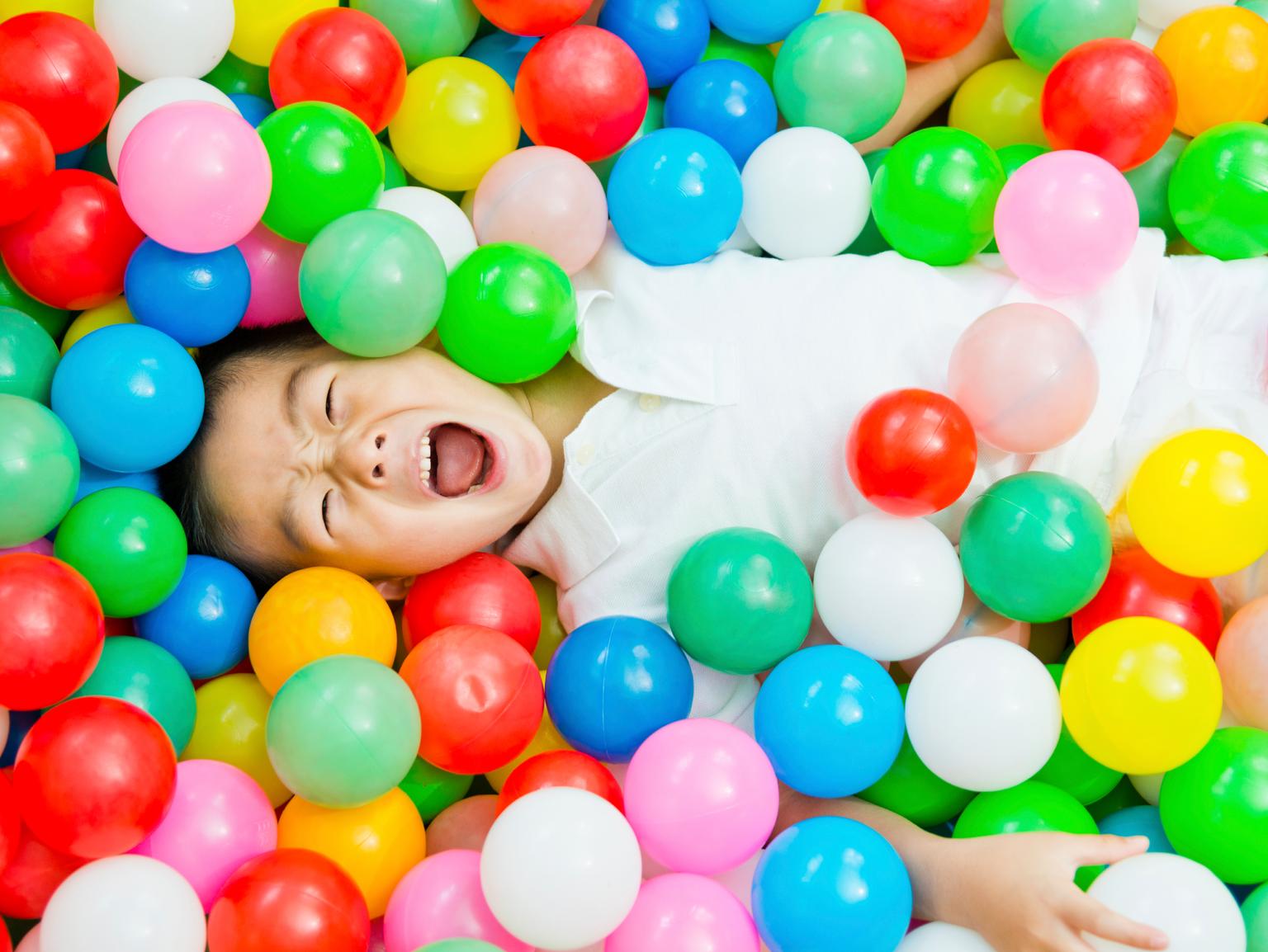 Another way your child can use those ‘ball pit’ balls that are all over the house