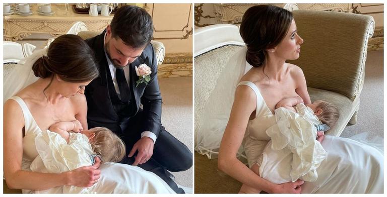 “She is teething” – Camilla Thurlow shares snaps breastfeeding in her wedding dress