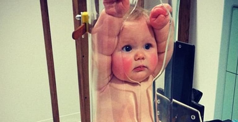 This bizarre picture of a baby in a tube has got people BAFFLED This bizarre picture of a baby in a tube has got people BAFFLED