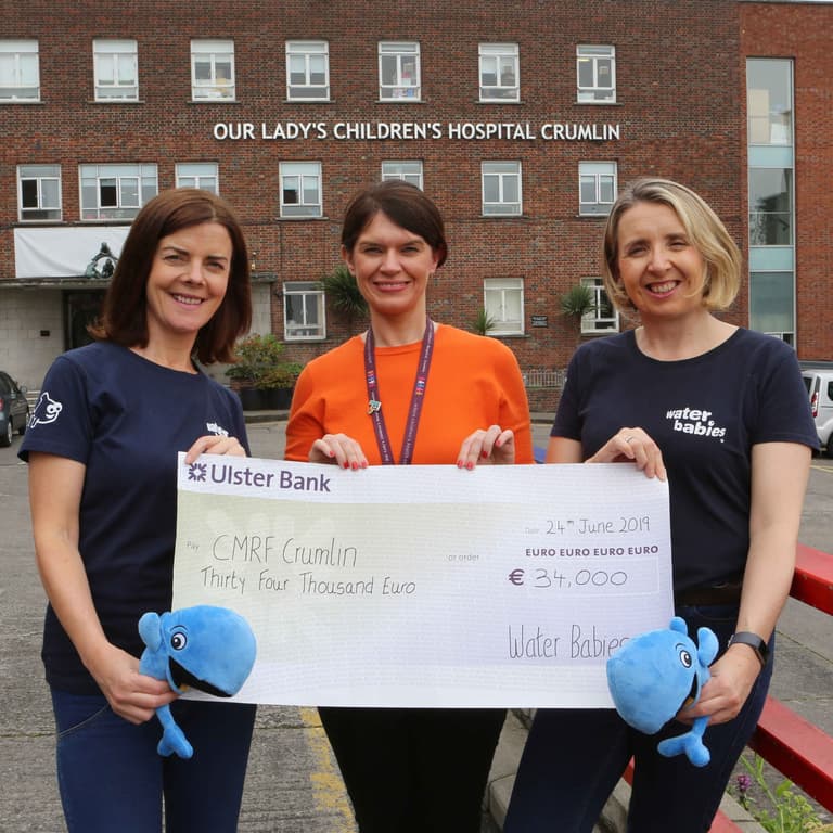Water Babies present €34,000 to CMRF Crumlin for Cancer Support Centre Water Babies present €34,000 to CMRF Crumlin for Cancer Support Centre