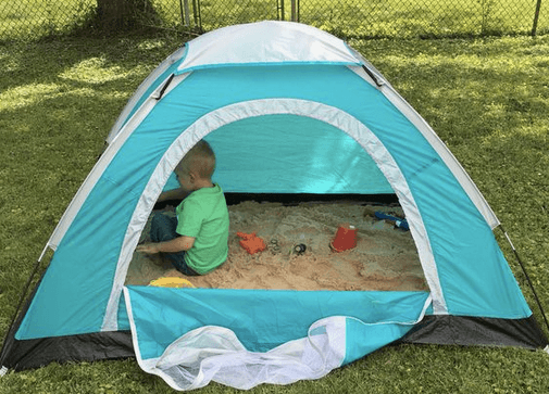 #entertainingathome: Parents are making sandpits for their kids using tents #entertainingathome: Parents are making sandpits for their kids using tents