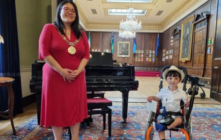 Hazel Chu awards Adam King with the Lord Mayor Youth Award Hazel Chu awards Adam King with the Lord Mayor Youth Award