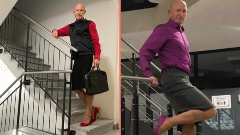 Straight dad proudly wears skirts and heels to fight gender stereotypes Straight dad proudly wears skirts and heels to fight gender stereotypes