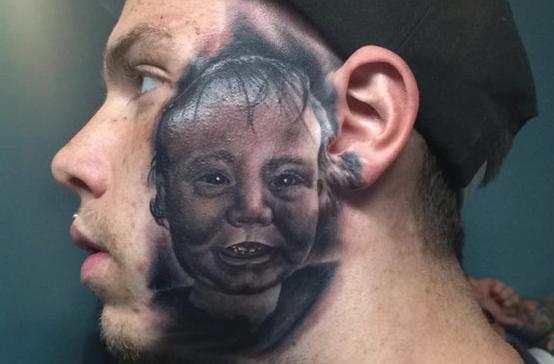 Devoted dad gets a face tattoo to commemorate son’s birth Devoted dad gets a face tattoo to commemorate son’s birth