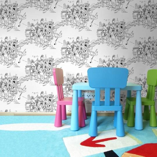 This fun colour-in wallpaper is perfect for kids who just love to draw on the walls This fun colour-in wallpaper is perfect for kids who just love to draw on the walls