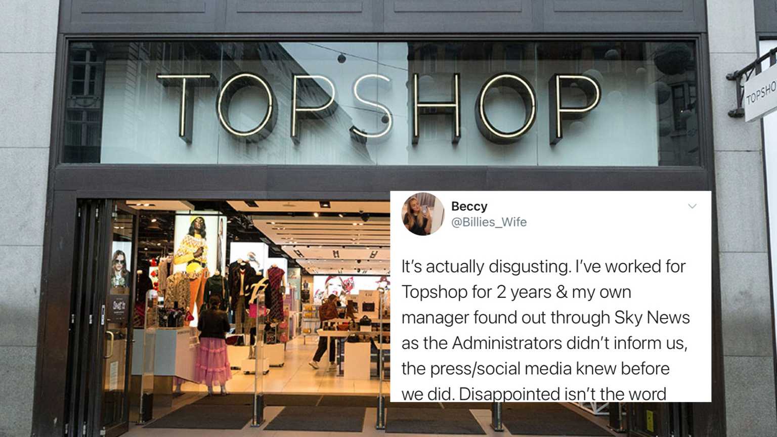 Topshop staff “disgusted” as job losses learnt about through social media