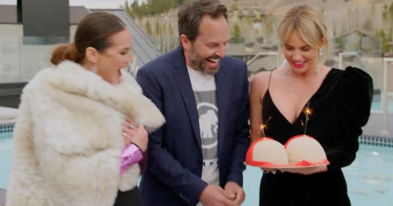 Fans weirded out by Real Housewife’s husband licking a cake replica of her co-star’s breasts Fans weirded out by Real Housewife’s husband licking a cake replica of her co-star’s breasts