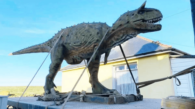 Dad accidentally orders six-metre long dinosaur statue for son Dad accidentally orders six-metre long dinosaur statue for son