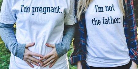 This couple ROCKED the T-shirt baby announcement