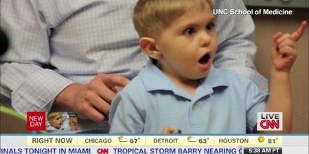 Three-year-old hears Daddy’s voice for the first time