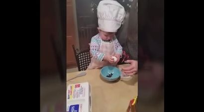 WATCH: This toddler can probably crack an egg better than most adults