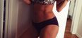 Super slim model shows off taut post-pregnancy tummy