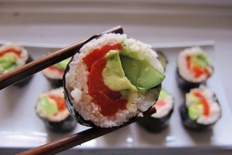 Raw spicy “tuna” sushi by celebrity chef, Doris Choi