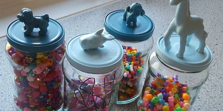 Make cute storage containers from empty jam jars
