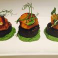 Treat Your Sweet To Caramelised Scallops on Minted Pea Puree with Black Pudding & Pea Shoots