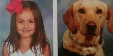 This little girl has an alert dog – and she insisted he feature in her yearbook