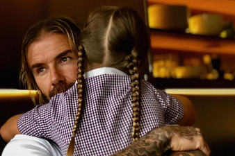 Harper Beckham got her first football lesson from David and it’s too cute