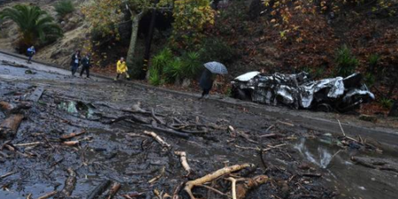 Family of five rescued from home following California mudslides