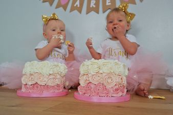 A baker made a life size cake of her twins for their birthday