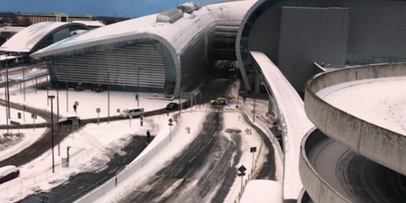 Dublin airport shared eerie footage during the height of the blizzard last night
