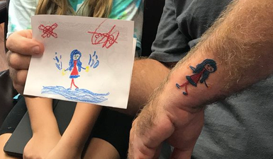 Parents are getting their kids’ drawings turned into tattoos and it’s rather cute