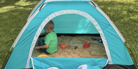 #entertainingathome: Parents are making sandpits for their kids using tents