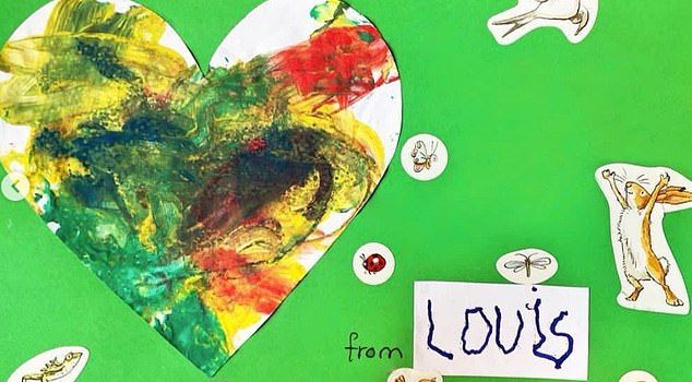 George, Charlotte and Louis make Mother's Day cards for Granny Diana