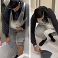 WATCH: Man tries on pregnancy bump and literally cannot function