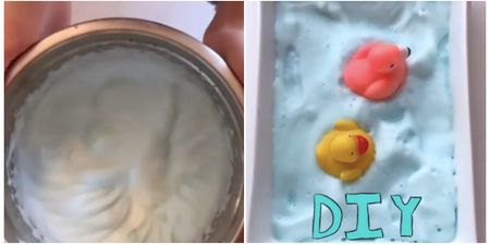 This 2-ingredient safe-to-eat play foam will keep your toddler entertained