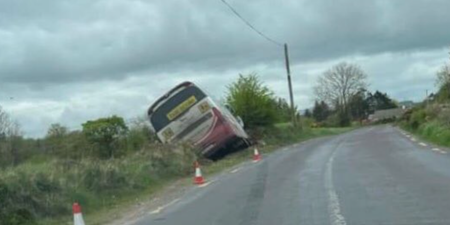 Narrow escape for students after school bus veers into ditch in Cork