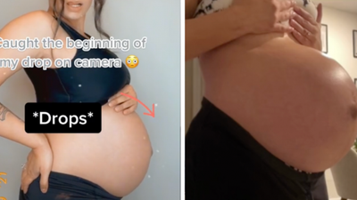 Mum left shocked as she captures baby bump dropping on camera
