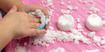 Sensory Play: A safe way to make fake snow with just two household ingredients
