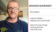 Plumber’s invoice goes viral after he fixes boiler of terminally-ill 91-year-old